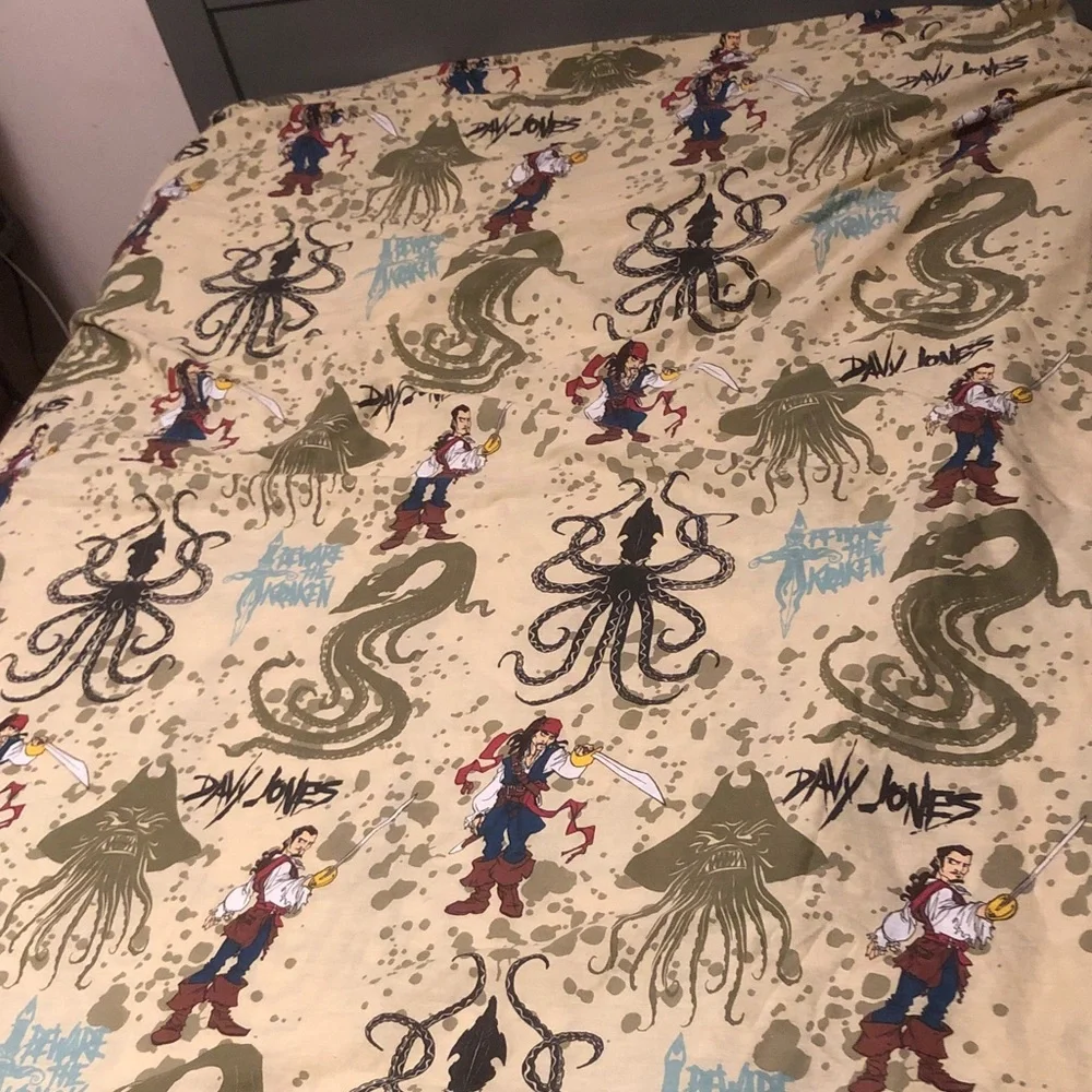 Pirate & Kraken Printed Bedding Sheet - Beige Background